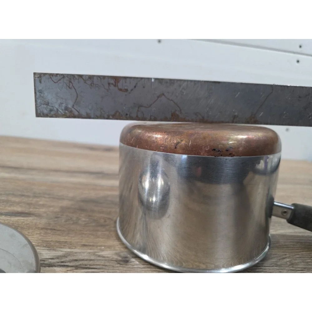 Vintage Revere Ware 2 Qt Copper Bottom Saucepan USA Stainless Steel With Lid
